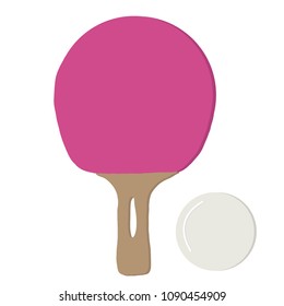 Vector Ping pong racket and ball, isolated on white background.