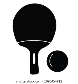 Vector Ping pong racket and ball icons, isolated on white background.