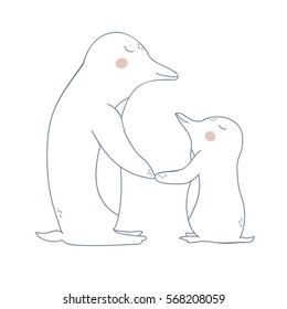 Vector pinguin - mother and child