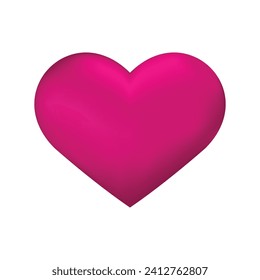 Ilustración del corazón 3d rosa vectorial sobre fondo blanco.