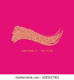 Vector pink abstract background. A DAB of gold paint on a pink background.