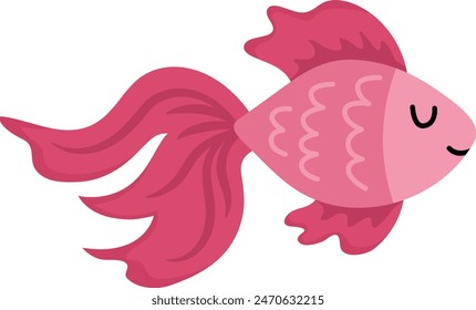 Icono de pez abstracto rosa Vector. Bajo el mar ilustración con linda criatura divertida. Clipart de animales oceánicos. Dibujos animados bajo el agua o arte de Clip marino para niños aislados sobre fondo blanco
