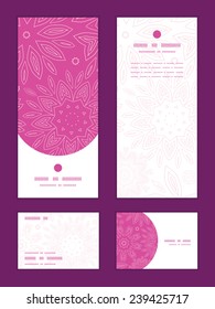 Vector pink abstract flowers texture vertical frame pattern invitation greeting, RSVP and thank you cards set