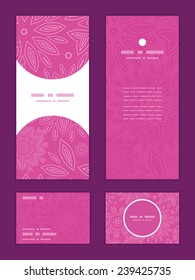 Vector pink abstract flowers texture vertical frame pattern invitation greeting, RSVP and thank you cards set