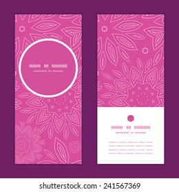 Vector pink abstract flowers texture vertical round frame pattern invitation greeting cards set