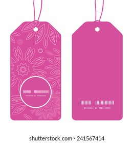 Vector pink abstract flowers texture vertical round frame pattern tags set