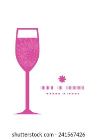 Vector pink abstract flowers texture wine glass silhouette pattern frame