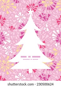 Vector pink abstract triangles Christmas tree silhouette pattern frame card template