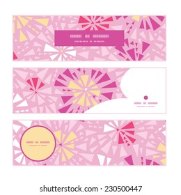 Vector pink abstract triangles horizontal banners set pattern background