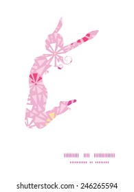 Vector pink abstract triangles jumping girl silhouette pattern frame