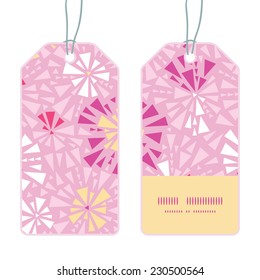 Vector pink abstract triangles vertical stripe frame pattern tags set