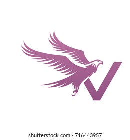 Vector Pink American Eagle Letter V Logo