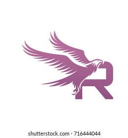 Vector Pink American Eagle Letter R Logo