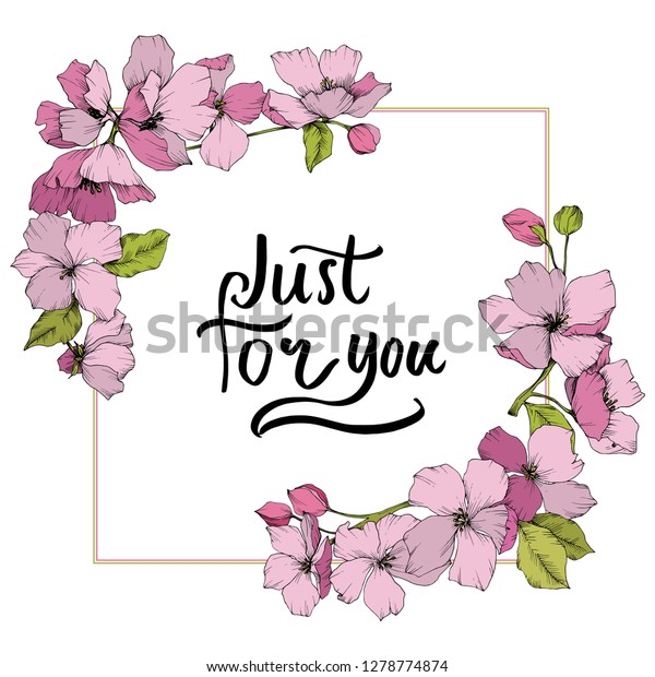 Vector Pink Apple Blossom Floral Botanical Stock Vector Royalty Free 1278774874