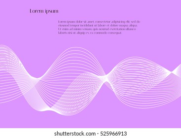 Vector pink background with abstract white wave and example text
