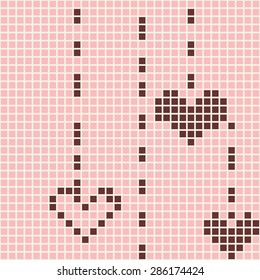 Vector pink background with beautiful hearts