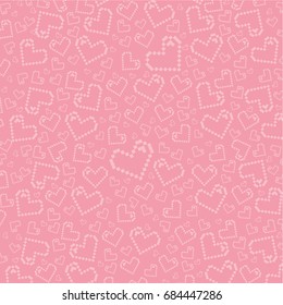 Vector pink background with hearts.
