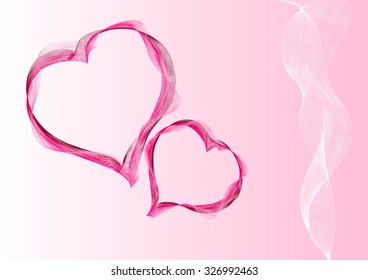 Vector pink background with hearts of smoke