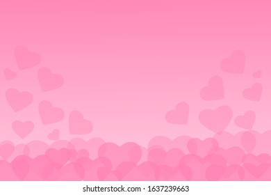 Vector pink background with hearts for Valentine's day