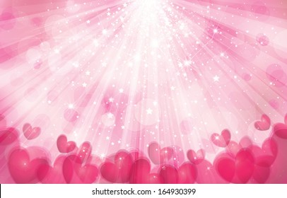 Vector Pink Background Lights Rays Hearts Stock Vector (Royalty Free ...