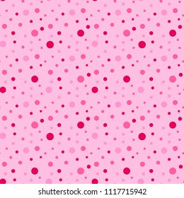 Vector pink background with polka dots. Cute Polka Dot Seamless Pattern
