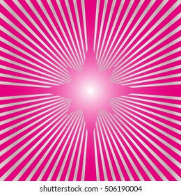 Vector pink background with a star and rays