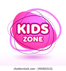 Vector pink badge Kids Zone. Logo Template for Graphic Design. Creative Decorative element