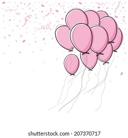 Vector pink balloon on white background