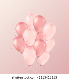 Ilustraciones flotantes de globos rosados vectoriales 