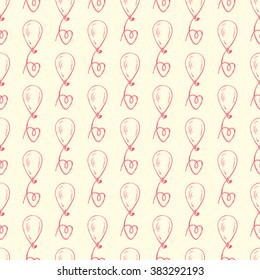Vector Pink Balloons. Hand Drawn doodle Balloons Seamless Pattern. 