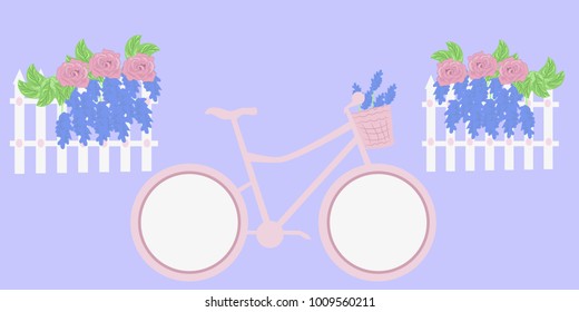 Vector pink bicycle in the style of Provence