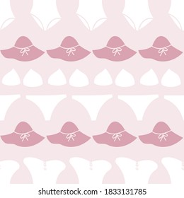 Vector pink bikini pool party seamless pattern background. Perfect for stationary, wallpaper, fabric and scrapbooking projects.
