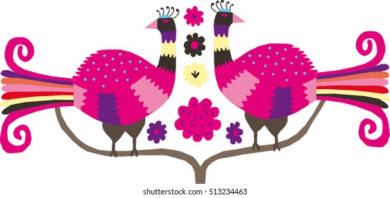 Vector pink birds