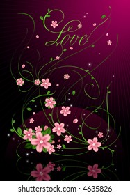 Vector pink blossom flowers