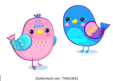 Vector Pink and Blue Birds