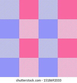 Vector pink and blue Buffalo Check Plaid Seamless Pattern illustration for printing on paper, wallpaper, covers, textiles, fabrics, for decoration, decoupage, and other.