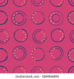 Vector pink blue circles abstract seamless pattern