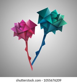 vector pink and blue flower