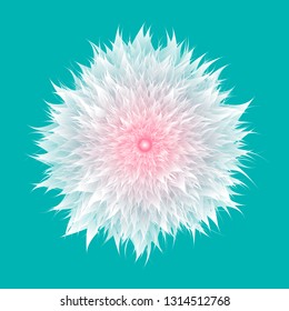 Vector pink and blue flower on turquoise backround. Gradient flower with blend effect.