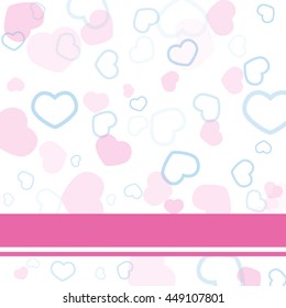 Vector : Pink and blue hearts bokeh on white background