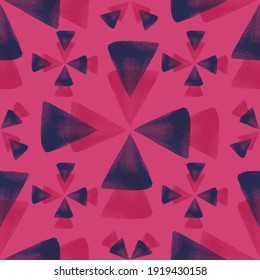 Los triángulos de color azul rosa vectorial forman un patrón sin fisuras
