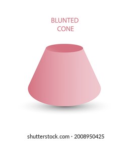 Vector pink blunted cone with gradients and shadow for game, icon, package design, logo, mobile, ui, web, education. 3d cone on a white background. Geometric figures for your design.