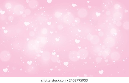 Vector pink blurred valentines day background with hearts.