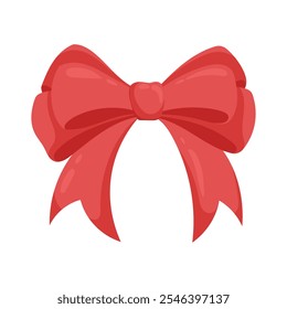 Vector pink bow, isolated on a white background. Flat style bow for cards and gift certificate decorations in doodle style. Bow drawn by hand on a white background