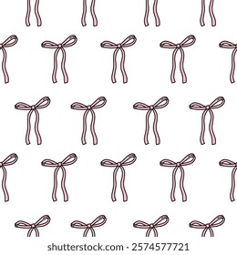 Vector pink Bow knots. Coquette  bows seamless pattern. Holiday, party, wedding celebration, decoration, Valentine's day design pattern