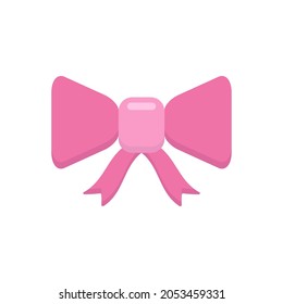 Vector pink bow on an isolated background. festive cute flat bow on gift wrapping. a symbol of a holiday and a gift