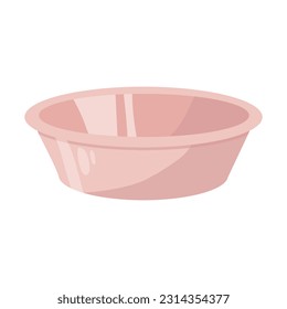 Vector pink bowl for pet, dog, cat isolated on white background