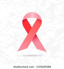 Vector pink breaast cancer ribbon. October breast cancer awareness month