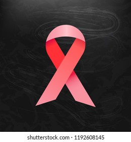 Vector pink breast cancer ribbon. October breast cancer awareness month