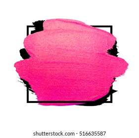 Vector pink brush stroke background for you amazing design project.Watercolor texture paint isolated on white.Abstract hand drawn glitter background for invitation, gift, wedding, birthday card.